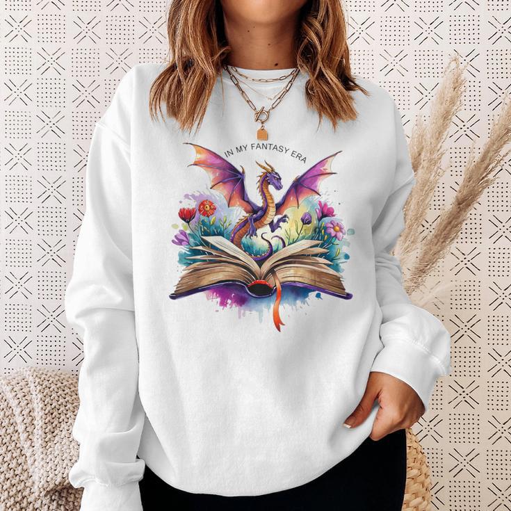In My Fantasy Era Magic Dragon Book Sweatshirt Gifts for Her