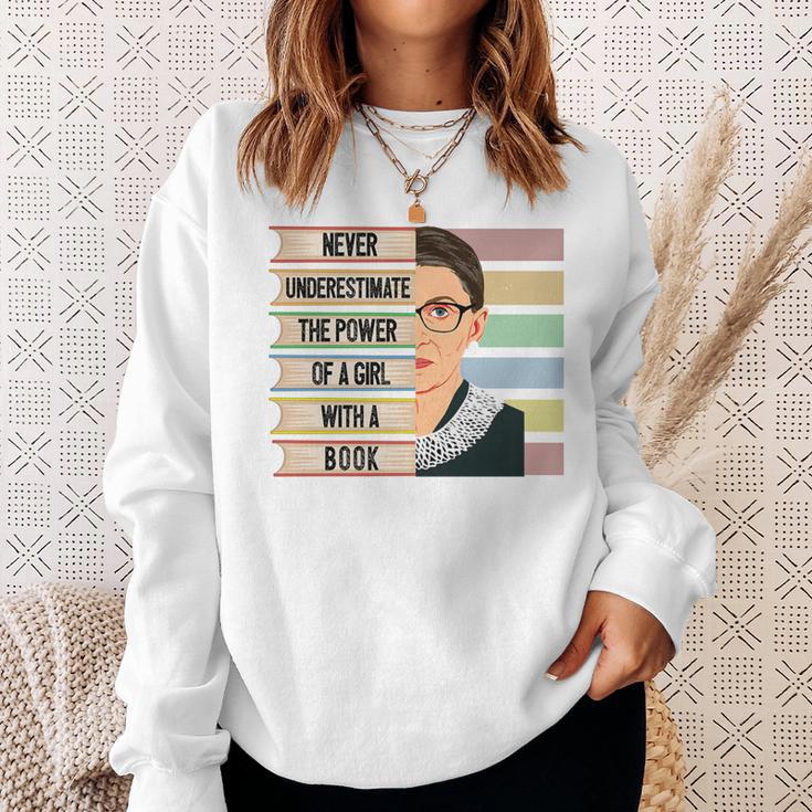 Feminist Ruth Bader Ginsburg RBG Quote Girl With Book Women Premium Tri-Blend Sweatshirt Gifts for Her