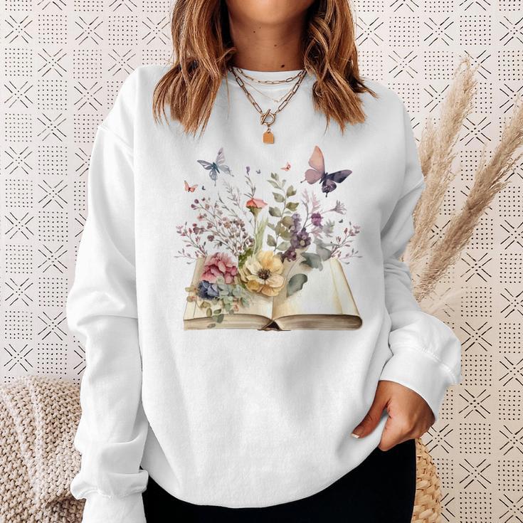 Flowers Gardening And Book Reading Lover Sweatshirt Gifts for Her