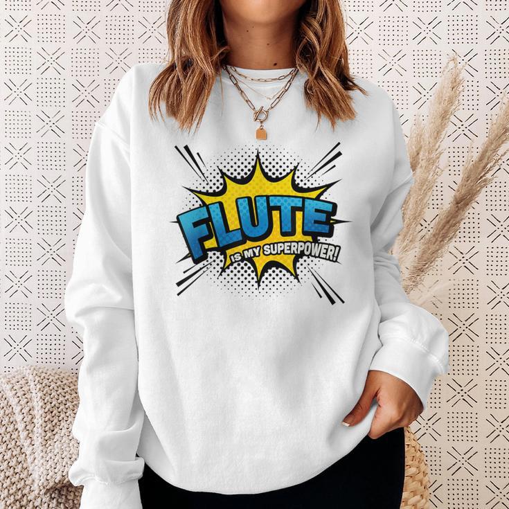 Flute Is My Superpower Flautist Comic Book Style Sweatshirt Gifts for Her