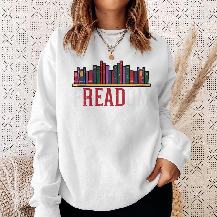 Freadom Shelf Read Reading Book Librarian Men Women Kids Performance Sweatshirt Gifts for Her