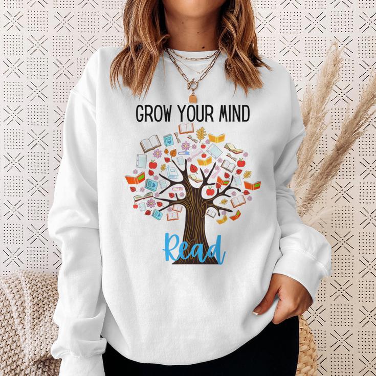 Grow Your Mind Read Reading Tree Books Librarian Teacher For Men Women Girls Kids Sweatshirt Gifts for Her