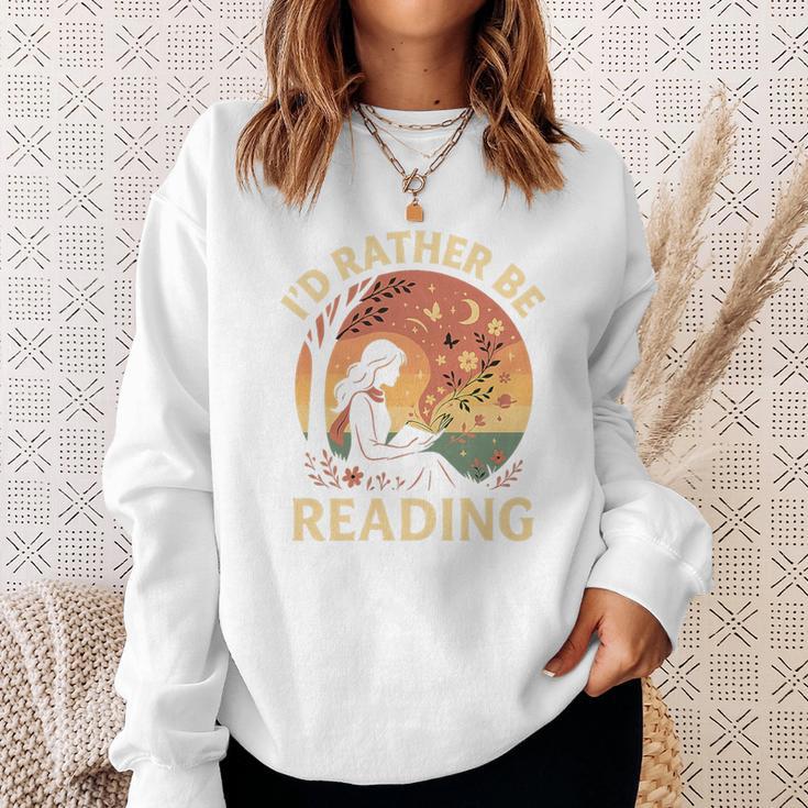 I'd Rather Be Reading Book Lover Vintage Sunset Apparel Premium Tri-Blend Sweatshirt Gifts for Her