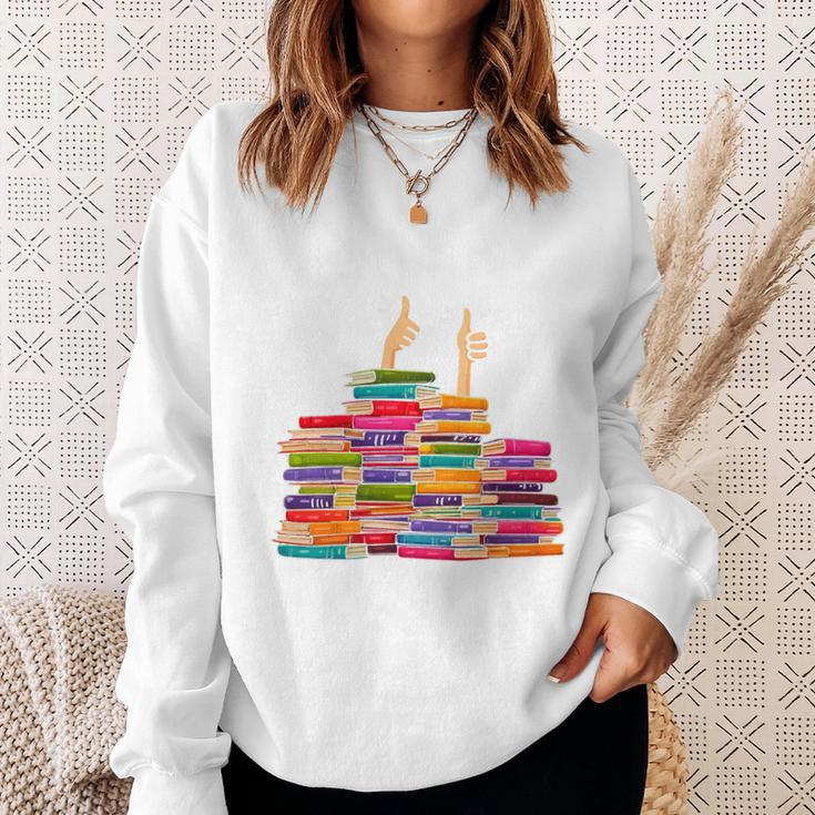 I'm Fine Reading Books Reader Book Lover Librarian Sweatshirt Gifts for Her