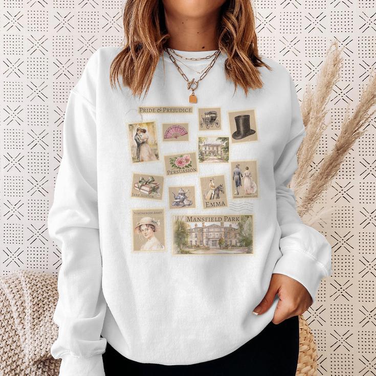 Jane Austen Book Classic Literature Stamp Collage Premium Tri-Blend Sweatshirt Gifts for Her