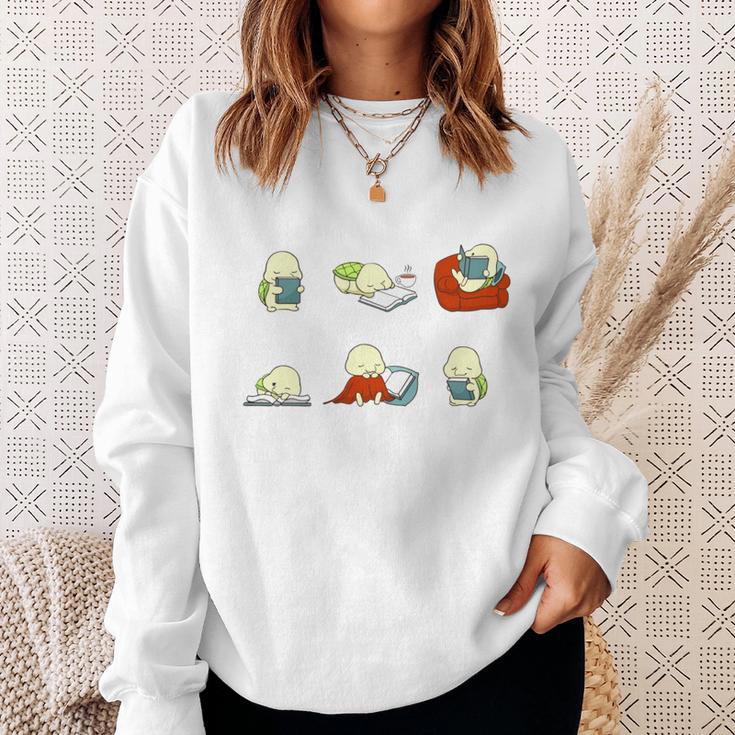 Just Bookworm Things Nerd Reading Book Tortoise Turtle Books Sweatshirt Gifts for Her
