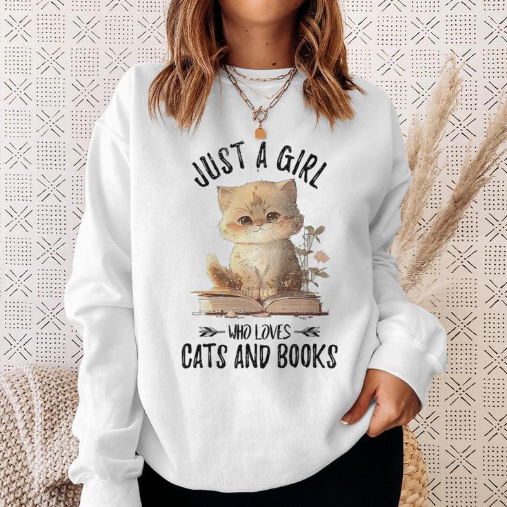 Just A Girl Who Loves Cats And Books Kitties Pet Art Lover Sweatshirt Gifts for Her Just A Girl Who Loves Cats And Books Kitties Pet Art Lover Sweatshirt Gifts for Her
