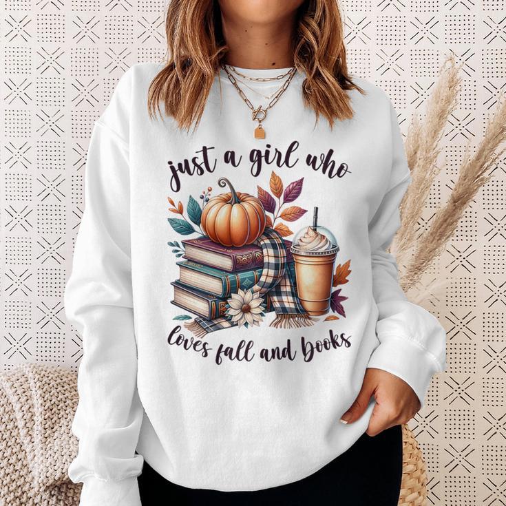 Just a Girl Who Loves Fall And Books Pumpkin Spice Autumn Sweatshirt Gifts for Her