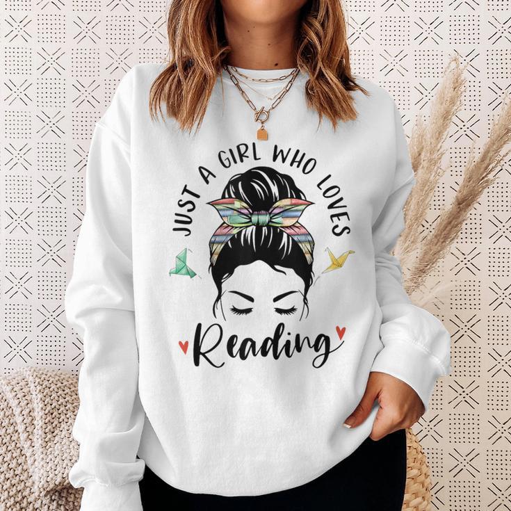 Just A Girl Who Loves Reading Hair Bun For Book Lover Sweatshirt Gifts for Her