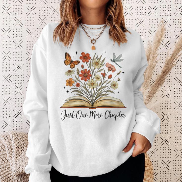 Just One More Chapter Open Book Flowers Sweatshirt Gifts for Her