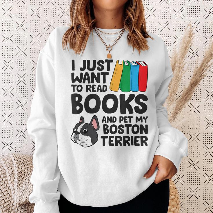 I Just Want To Read Books And Pet My Boston Terrier Sweatshirt Gifts for Her I Just Want To Read Books And Pet My Boston Terrier Sweatshirt Gifts for Her