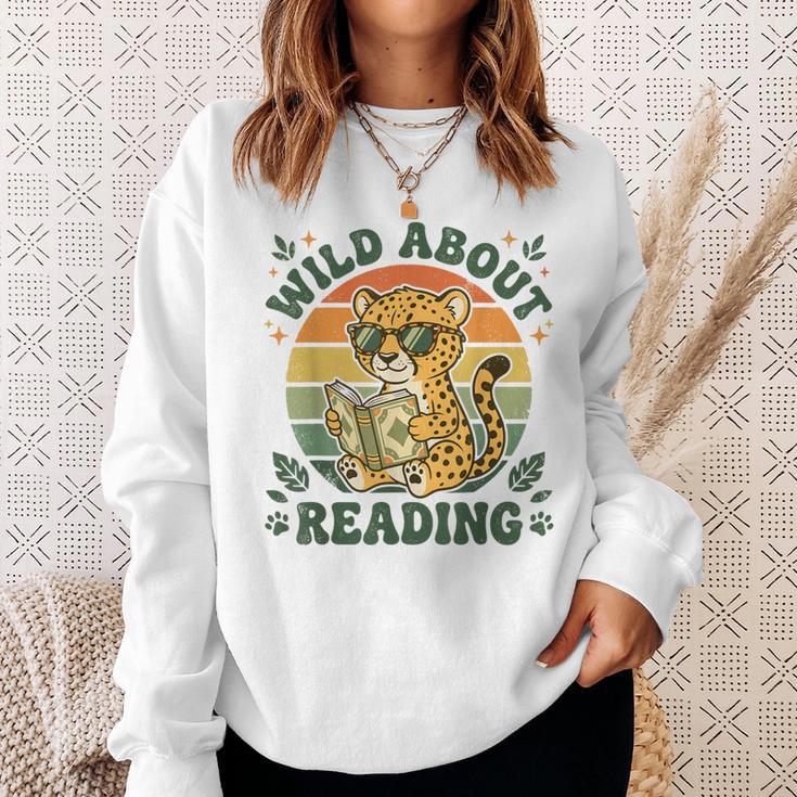 Leopard Animal Print Bookish Wild About Reading Cheetah Book Sweatshirt Gifts for Her