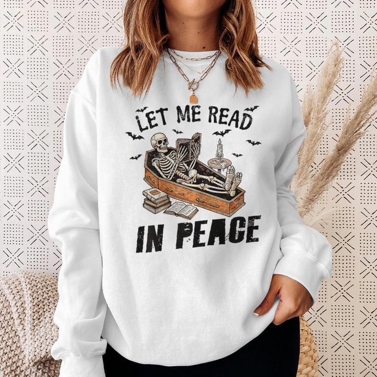 Let Me Read In Peace Halloween Reading Book Lover Sweatshirt Gifts for Her
