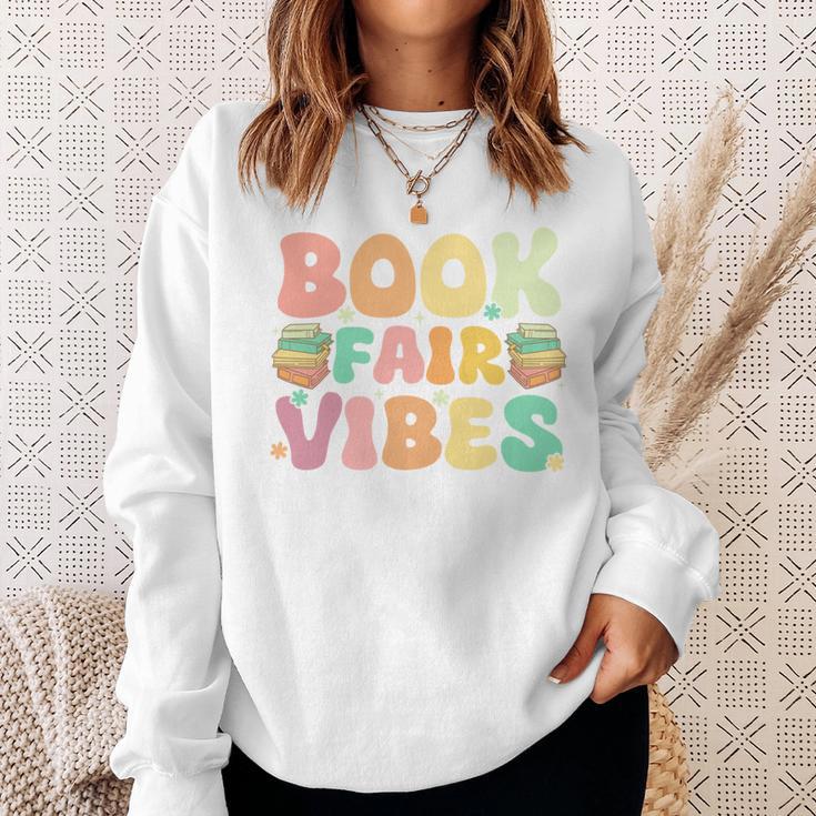 Library Book Fair Vibe Groovy Retro School Reading Nostalgic Sweatshirt Gifts for Her