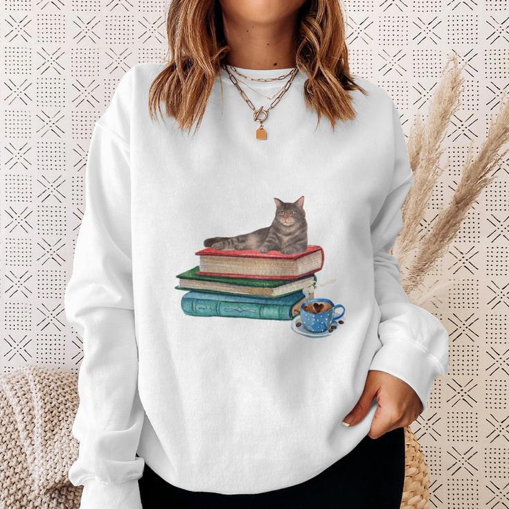 Life Is Better With Coffee Cats And Books For Cats Lover Sweatshirt Gifts for Her