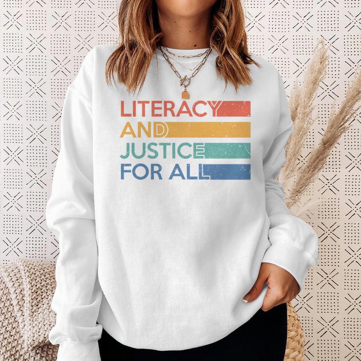 Literacy And Justice For All Reading Book Club Librarian Premium Tri-Blend Sweatshirt Gifts for Her