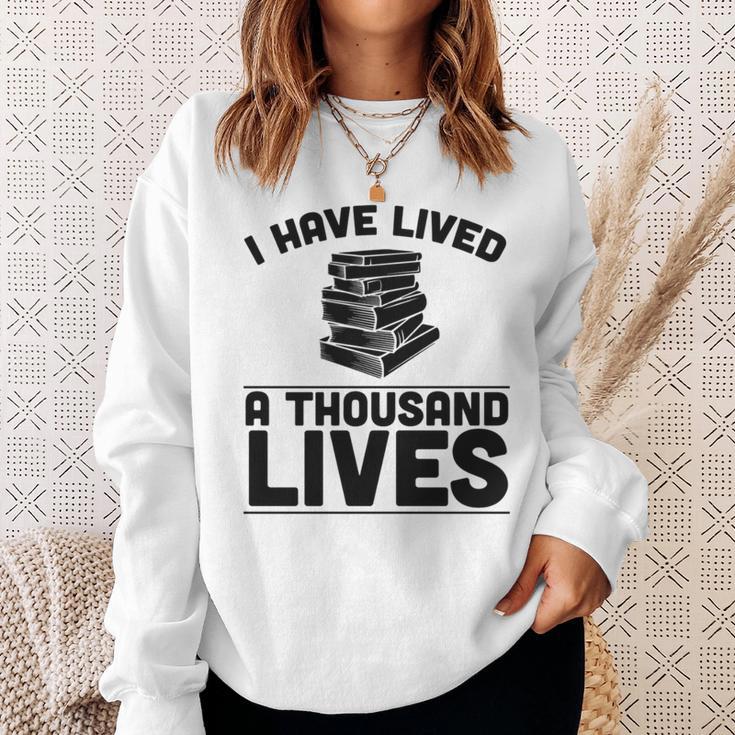 I Have Lived A Thousand Lives Trendy Book Reading Literary Sweatshirt Gifts for Her