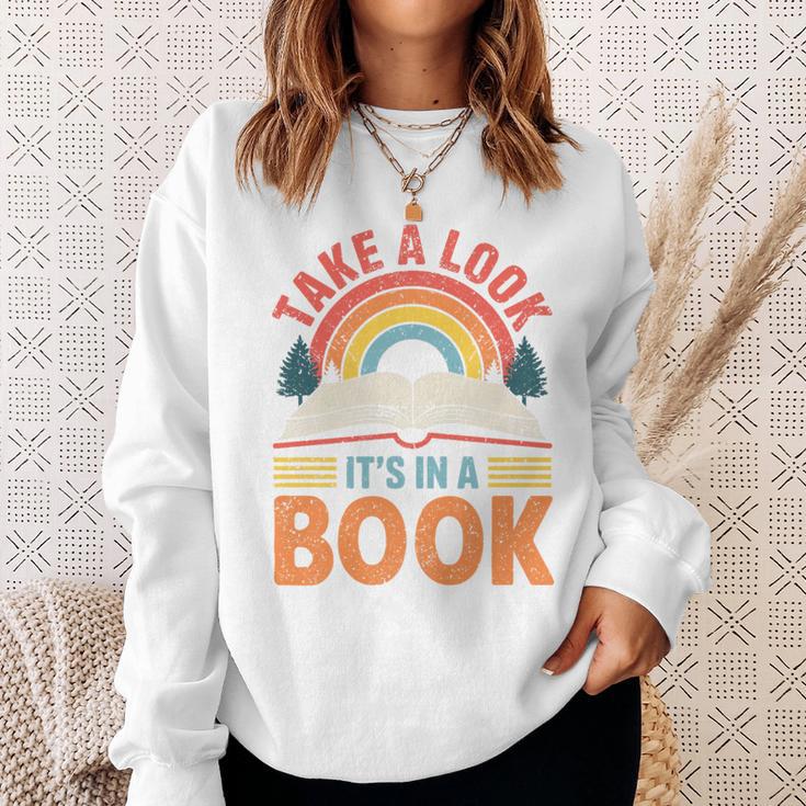 Take A Look It's In A Book Retro Reading Book Lover Premium Tri-Blend Sweatshirt Gifts for Her