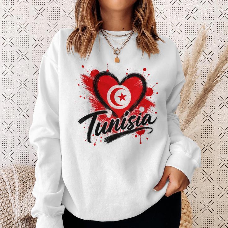 I Love Tunisia 旅行旗 ハート ツーリスト バケーション デザイン スウェットシャツ 彼女への贈り物