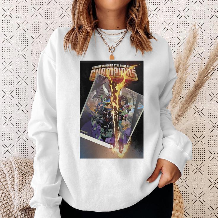 Marvel Comixology Champions Unlimited Comic Book Cover Comfort Colors Crop Top Sweatshirt Gifts for Her