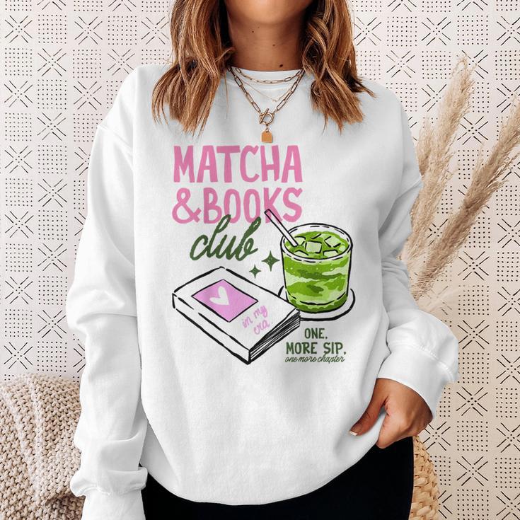 Matcha & Books Club Green Tea Latte Lovers Sweatshirt Gifts for Her