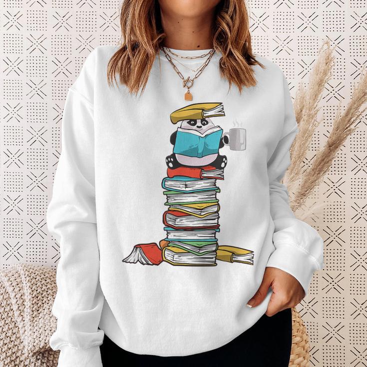 Panda Bear Loves Reading Illustration For A Book Nerd Sweatshirt Gifts for Her