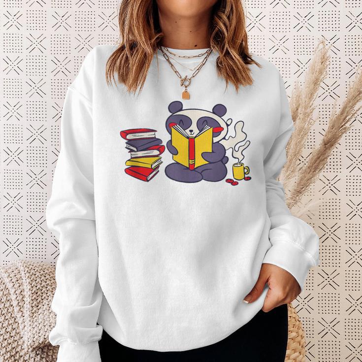 Panda Reading Bear Read Books Cute Sweatshirt Gifts for Her