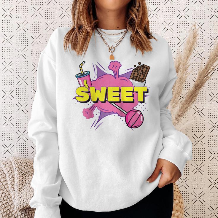 Pop Art Sweet Text Bubble Comic Book Style Classic Raglan Baseball Tee Sweatshirt Gifts for Her