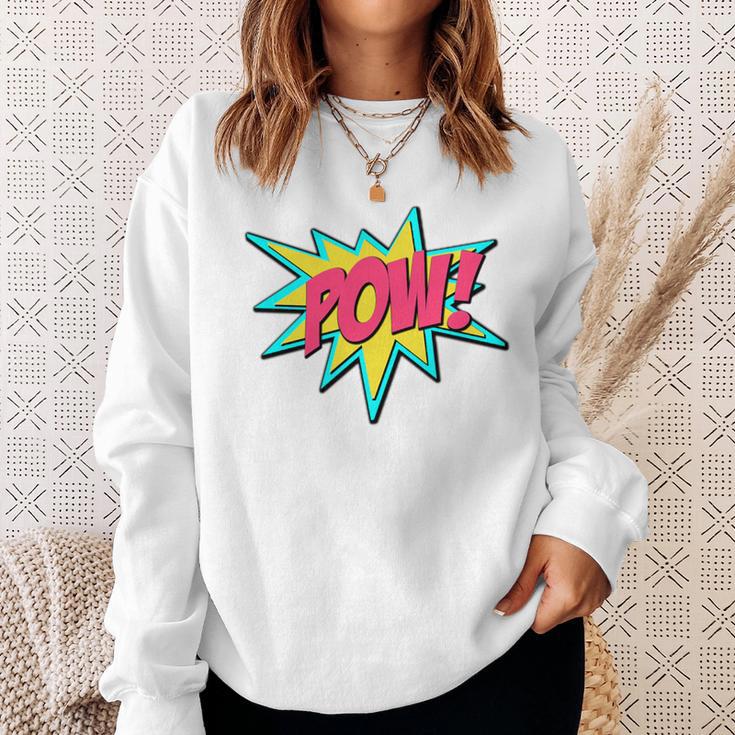 Pow Retro Comic Book Art Superhero Bubble Premium Sweatshirt Gifts for Her
