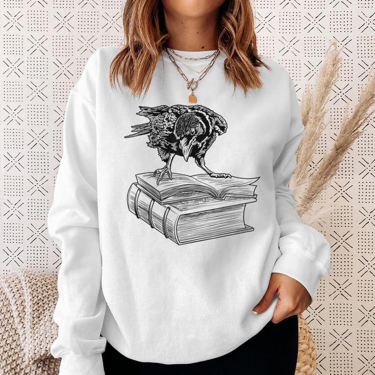 Raven Crow Book Aesthetic Dark Academia Bookworm Sweatshirt Gifts for Her Raven Crow Book Aesthetic Dark Academia Bookworm Sweatshirt Gifts for Her