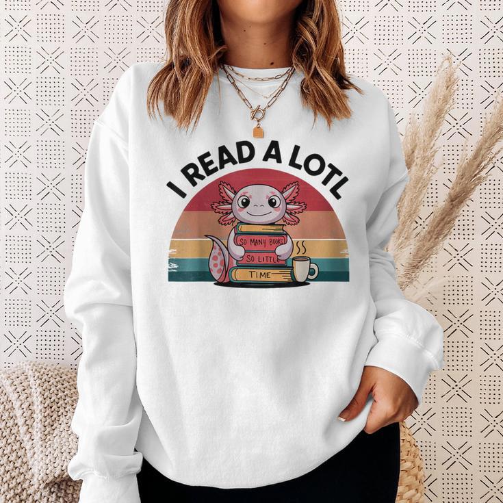 I Read Alotl Axolotl Retro Reading Books Lover Vintage Sweatshirt Gifts for Her