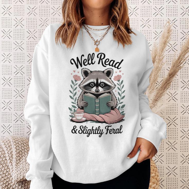 Well Read & Slightly Feral Raccoon Book Women Sweatshirt Gifts for Her Well Read & Slightly Feral Raccoon Book Women Sweatshirt Gifts for Her
