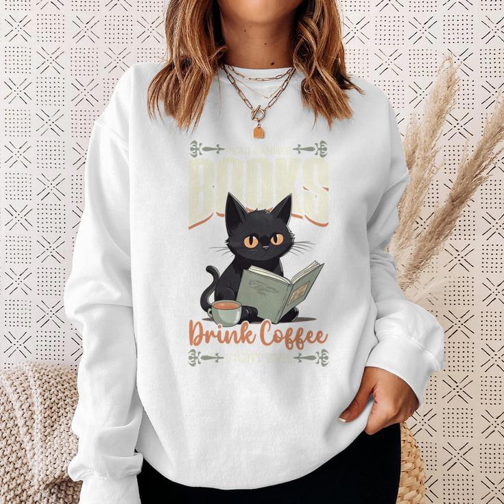 Read Banned Books Drink Coffee Fight Evil Cat Free Speech Sweatshirt Gifts for Her