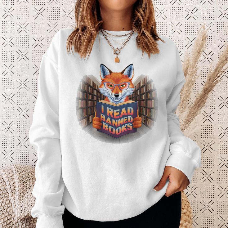 I Read Banned Books Sly Fox Reading Books Sweatshirt Gifts for Her
