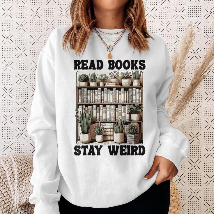 Read Books Stay Weird Book Lover Reading Sweatshirt Gifts for Her