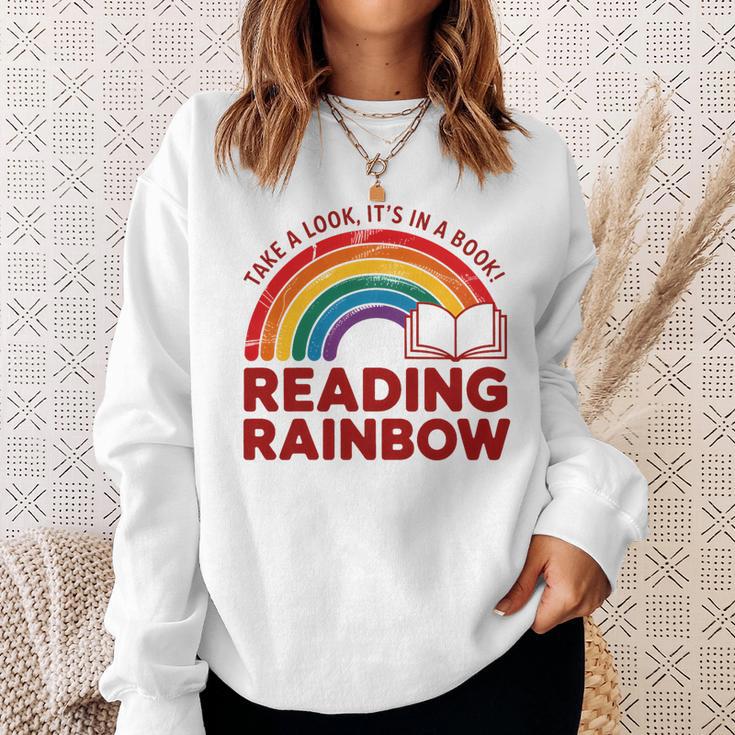 Reading Book Rainbow Literacy Learning Premium Tri-Blend Sweatshirt Gifts for Her