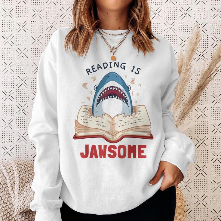 Reading Is Jawsome Bookworm Shark Book Lover For Kids Sweatshirt Gifts for Her