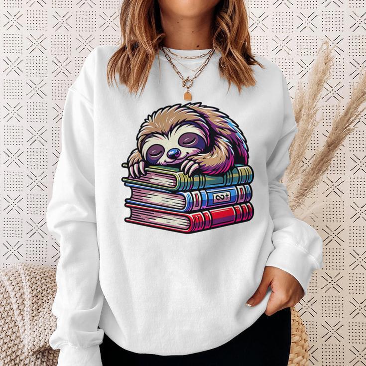 Reading Muffler Sloth On Stack Of Books Premium Tri-Blend Sweatshirt Gifts for Her