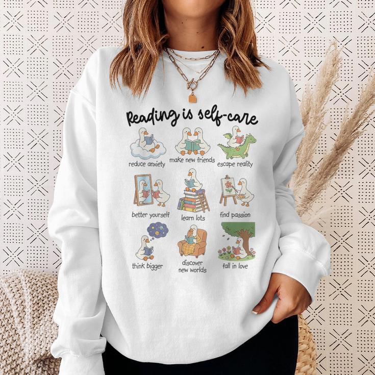 Reading Is Self-Care Silly-Goose Reading Book Bookish Reader Sweatshirt Gifts for Her