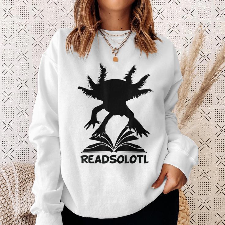 Readsolotl Axolotls Funny Kids Reading Fish Books Kawaii Sweatshirt Gifts for Her