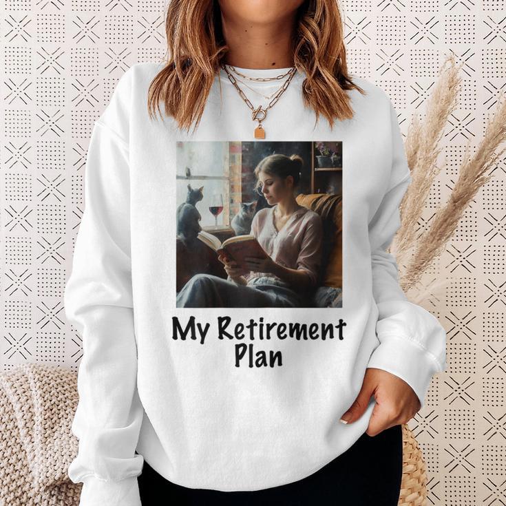 My Retirement Plan Cat Lover Wine Drinker Book Reader Sweatshirt Gifts for Her My Retirement Plan Cat Lover Wine Drinker Book Reader Sweatshirt Gifts for Her