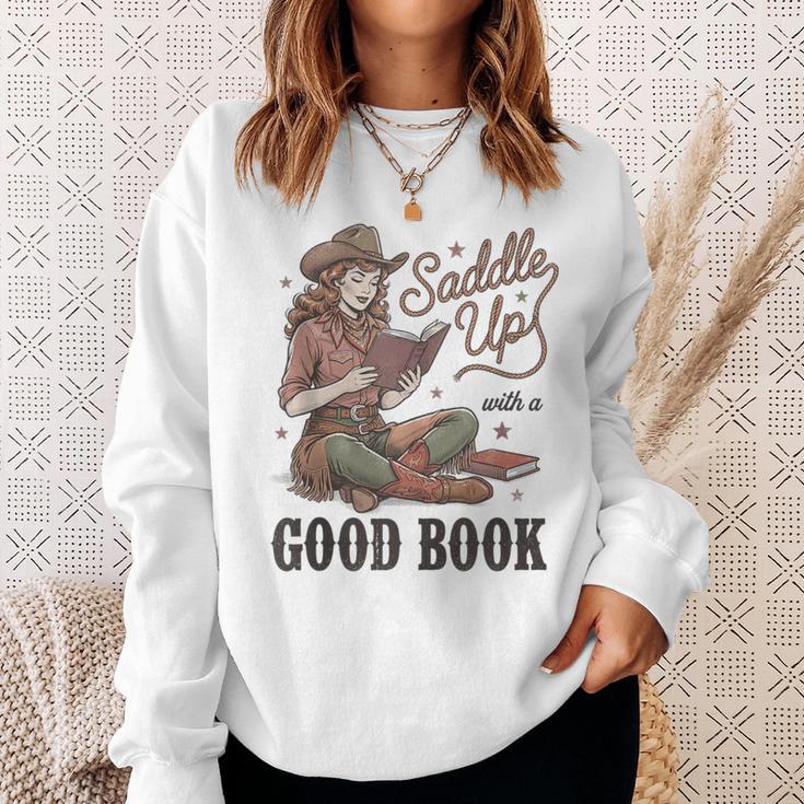 Saddle Up With A Good Book Western Reading Sweatshirt Gifts for Her Saddle Up With A Good Book Western Reading Sweatshirt Gifts for Her