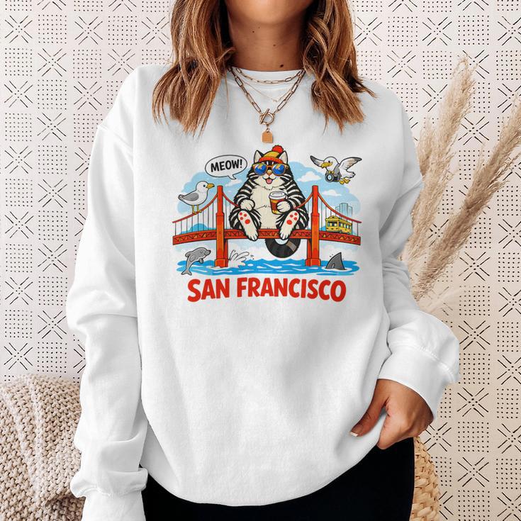 San Francisco Cat Golden Gate Bridge Book Lover Premium Tri-Blend Sweatshirt Gifts for Her