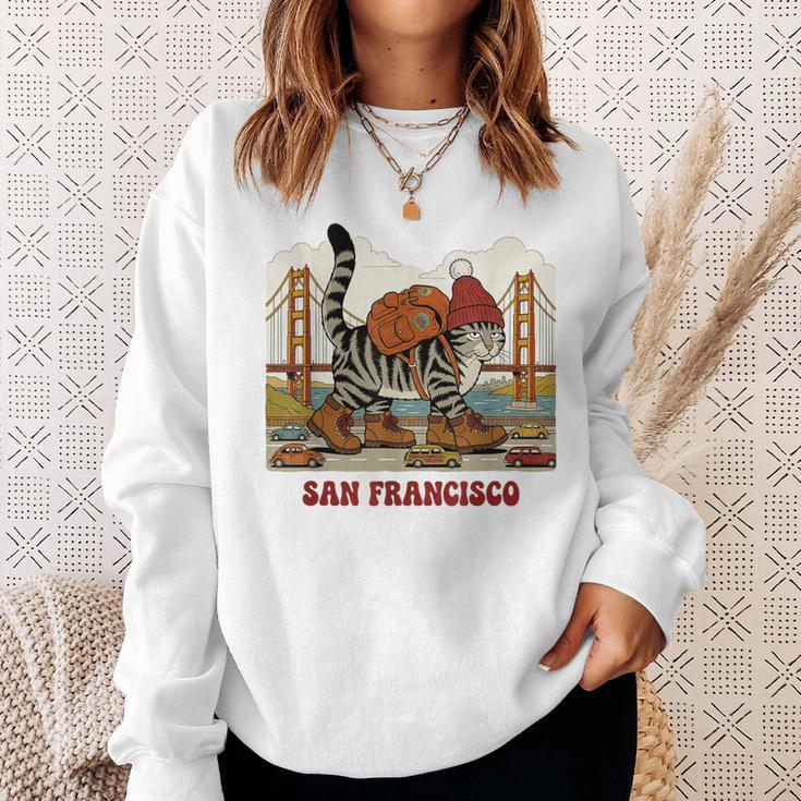 San Francisco Cat Tshirt Golden Gates Bridge Reading Books Sweatshirt Gifts for Her