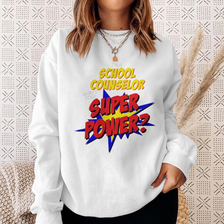 School Counselor Teacher Superhero Superpower Comic Book Premium Tri-Blend Sweatshirt Gifts for Her