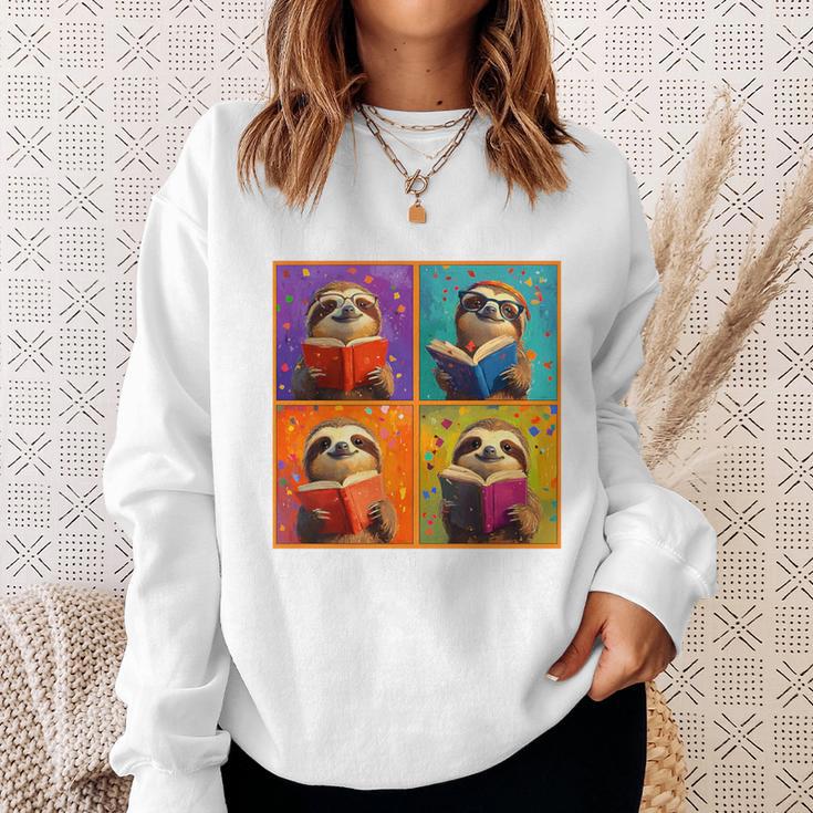 Sloth Love Reading And Sloths Child Book Lover Premium Tri-Blend Sweatshirt Gifts for Her