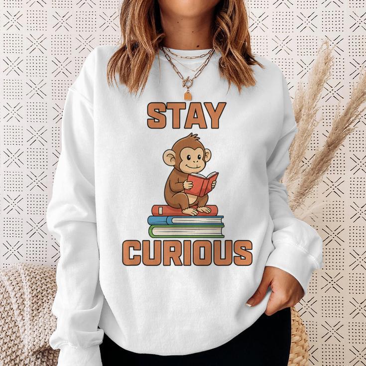 Stay Curious Monkey Reading Kids Book Lover Jungle Animal Sweatshirt Gifts for Her Stay Curious Monkey Reading Kids Book Lover Jungle Animal Sweatshirt Gifts for Her