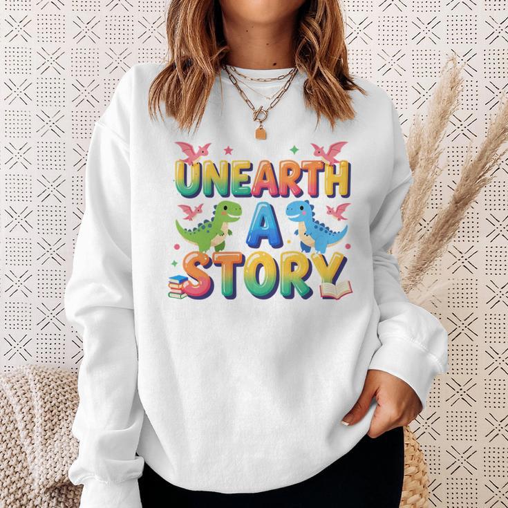 Summer Reading Unearth A Story Dinosaur Books 2026 Sweatshirt Gifts for Her