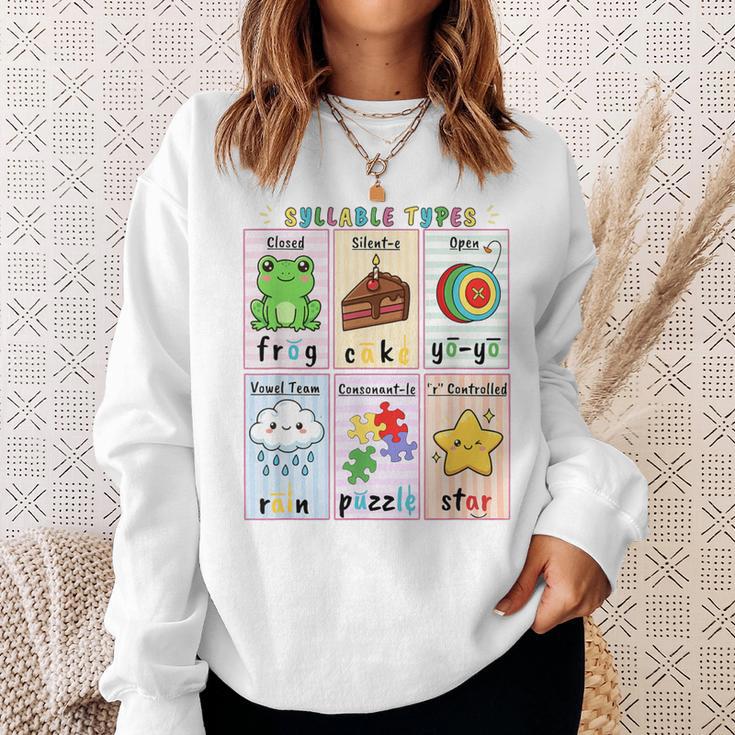 Syllable Types Teacher Phonics Reading Science Of Reading Sweatshirt Gifts for Her
