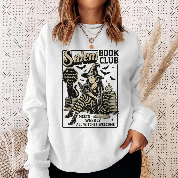 Vintage Salem Book Club Cat Bookish Spooky Halloween Sweatshirt Gifts for Her